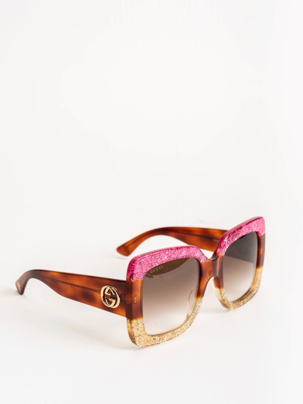 Authentic GUCCI GG0083S Oversized Glitter Sunglasses - Pristine - Picture 11 of 12
